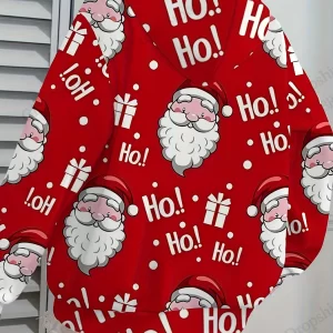 Funny Santa Claus 3d Print Hoodies Women Fashion Christmas Hoodie Sweatshit Xmas Tree Coat Women Sweats Women Clothing Oversized
