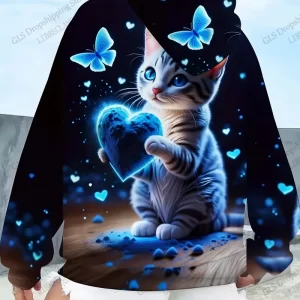 Cute Butterfly Cat 3d Print Hoodies Women Fashion Animal Cow Hoodie Sweatshit Winter Coat Women Sweats Women Clothing Oversized
